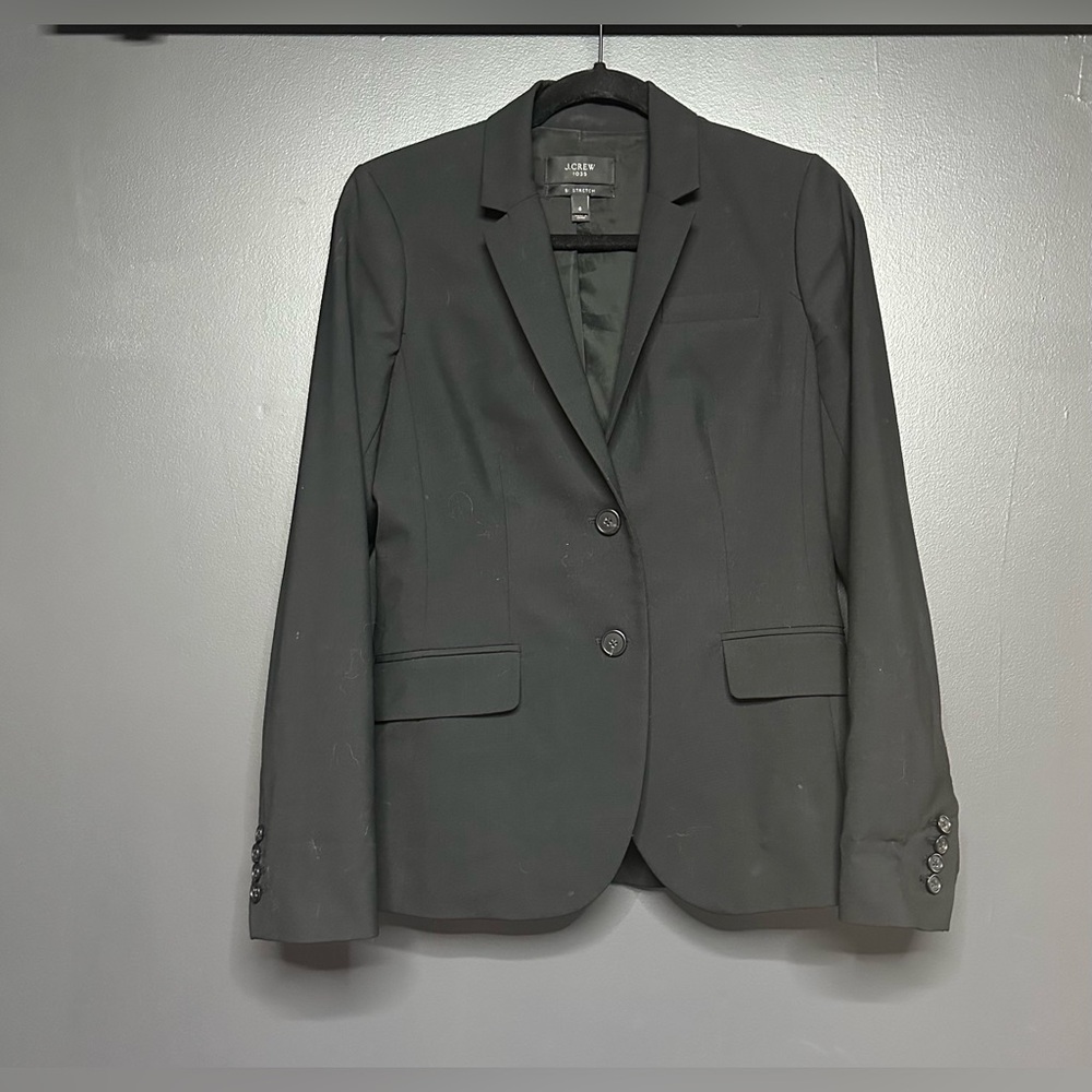 J.Crew Super 120s Wool Double Button Blazer Black 6